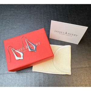 James Avery Retired Sterling Silver Fleuree Drop Ear Hooks